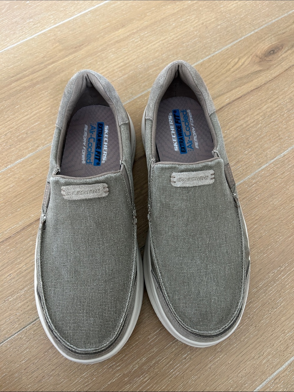 Skechers Men’s Taupe Canvas Slip-On Loafers